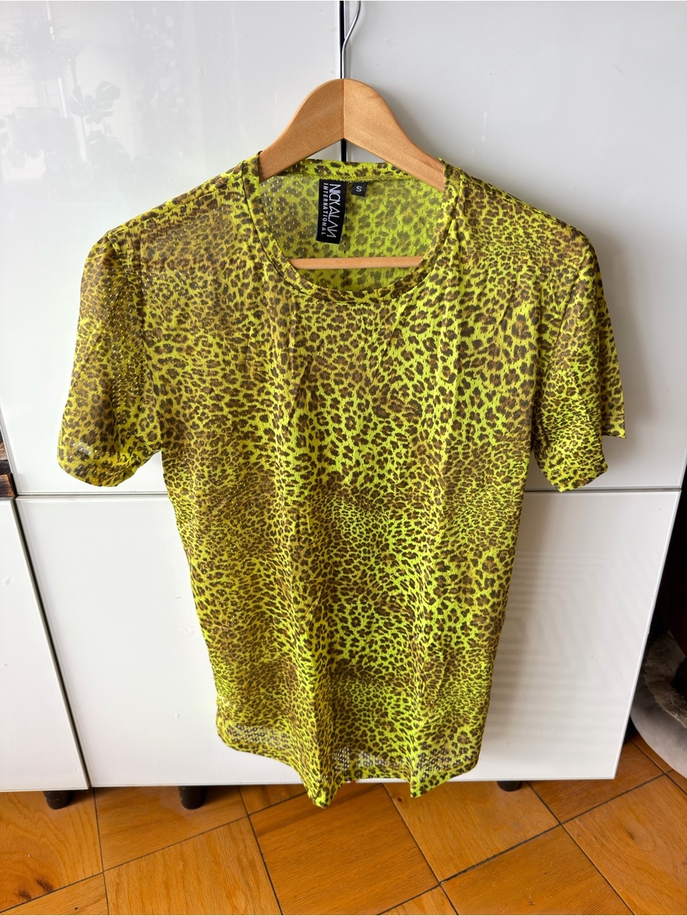 Neon Green Leopard Print Short Sleeve Tee